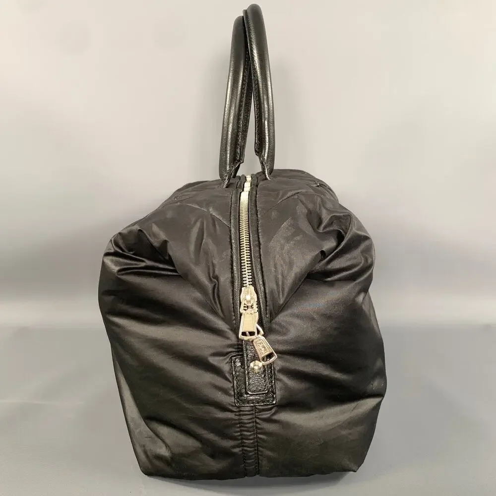 YVES SAINT LAURENT Black Quilted Leather Trim Nylon Bag